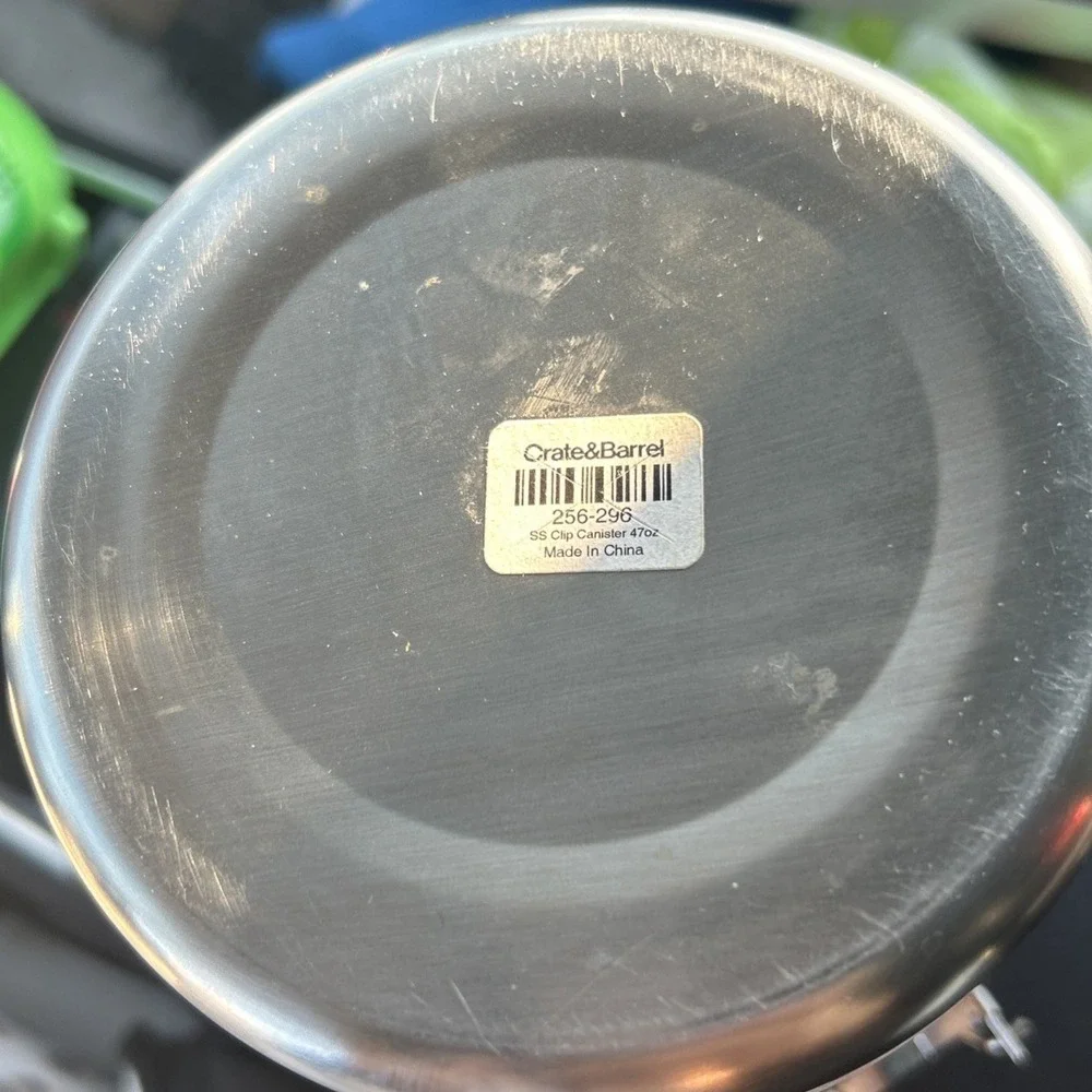 3 Crate & Barrel Stainless Steel Clip Airtight Canister‎ 2- 48 Oz 1-32 Oz Size